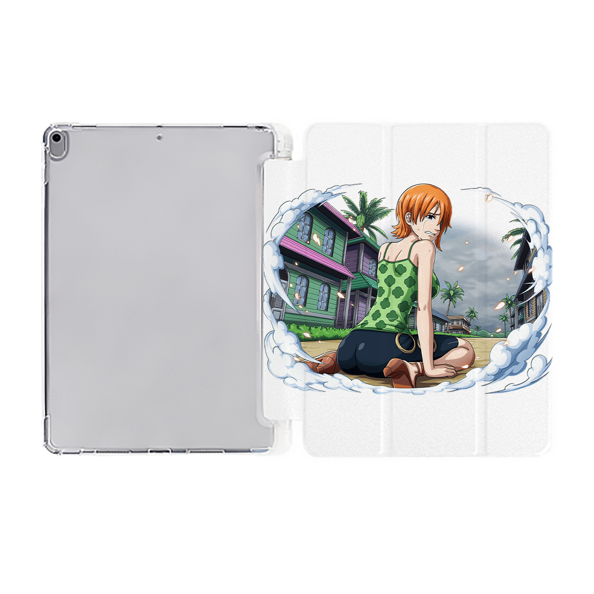 （画像用） ワンピース ナミ ONE PIECE Nami IPad ケース ペン収納付き 三つ折りスタンド PUレザー×シリコン 対応機種9.5/10.5/10.9インチ